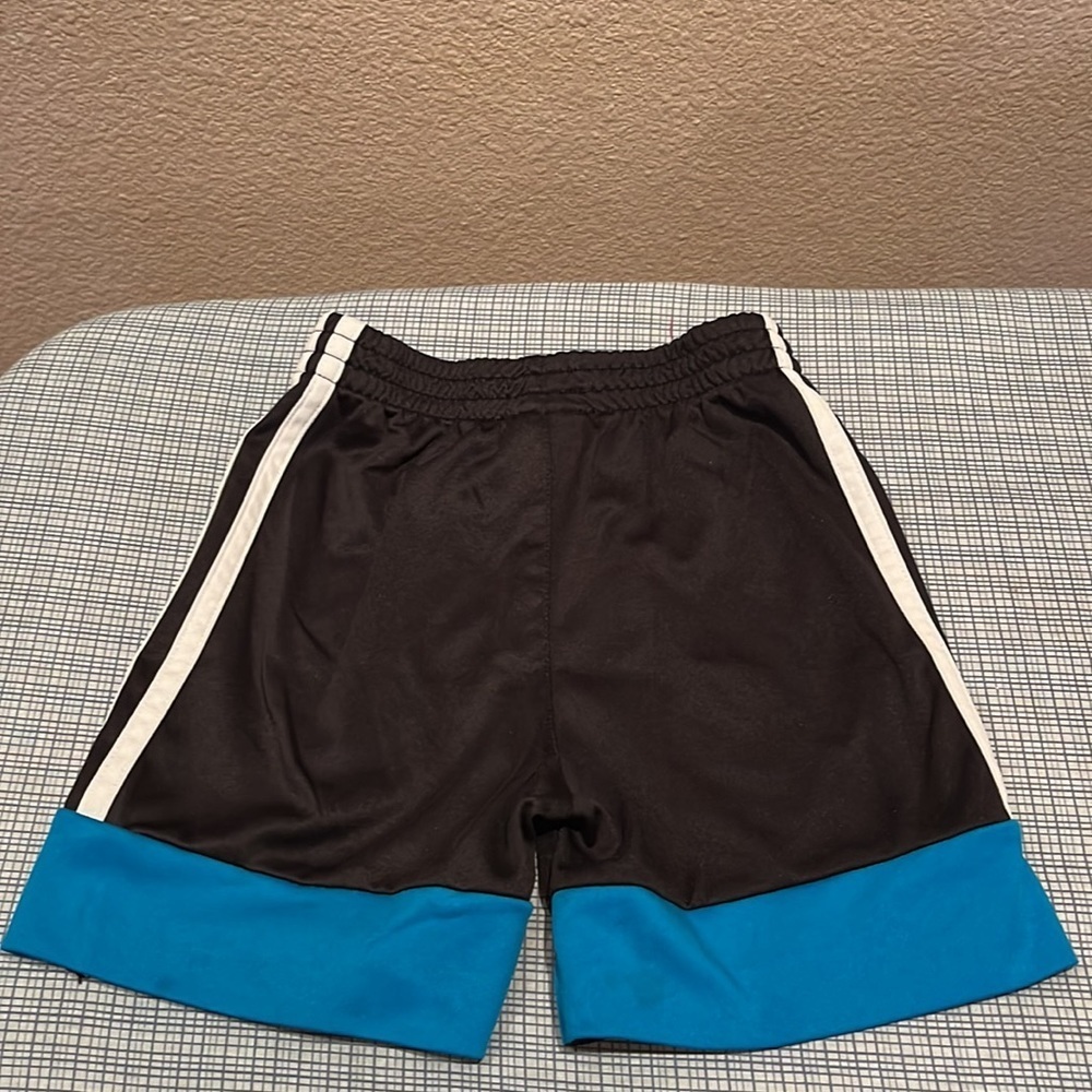 Adidas Boys Shorts Size 2T Black White Stripe Aqua Blue - Picture 4 of 8